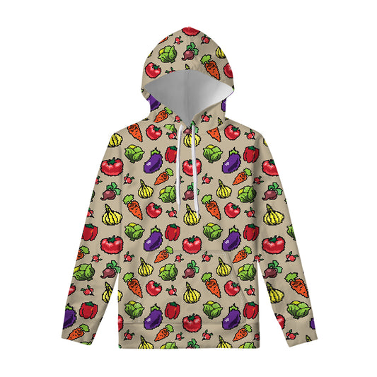 Pixel Vegetables Pattern Print Pullover Hoodie
