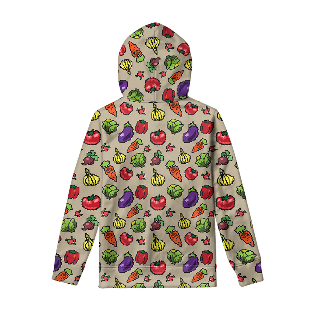 Pixel Vegetables Pattern Print Pullover Hoodie