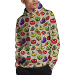 Pixel Vegetables Pattern Print Pullover Hoodie