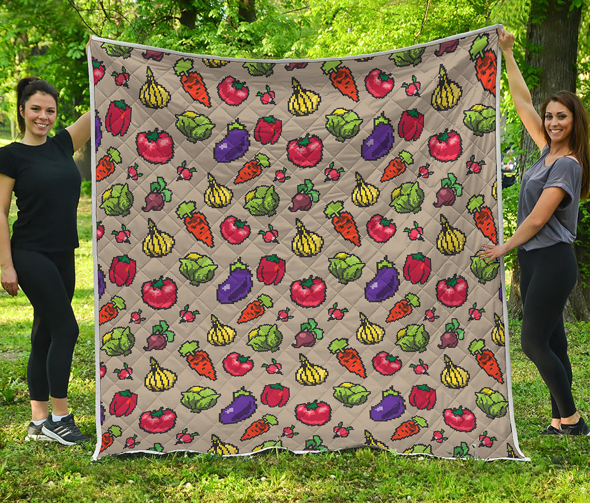 Pixel Vegetables Pattern Print Quilt