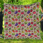 Pixel Vegetables Pattern Print Quilt