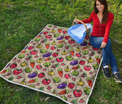 Pixel Vegetables Pattern Print Quilt