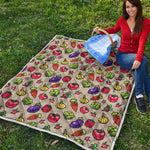 Pixel Vegetables Pattern Print Quilt
