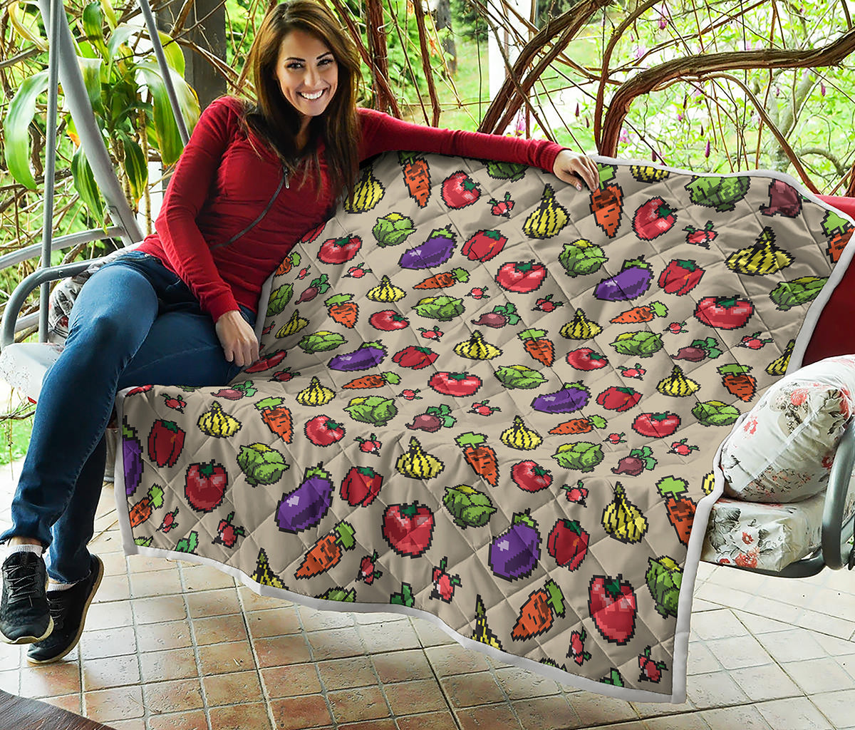 Pixel Vegetables Pattern Print Quilt
