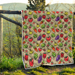 Pixel Vegetables Pattern Print Quilt