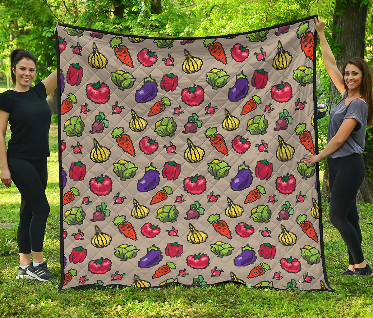 Pixel Vegetables Pattern Print Quilt
