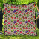 Pixel Vegetables Pattern Print Quilt