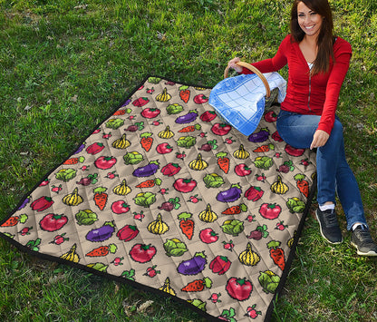Pixel Vegetables Pattern Print Quilt