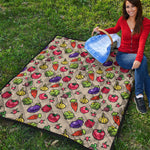 Pixel Vegetables Pattern Print Quilt
