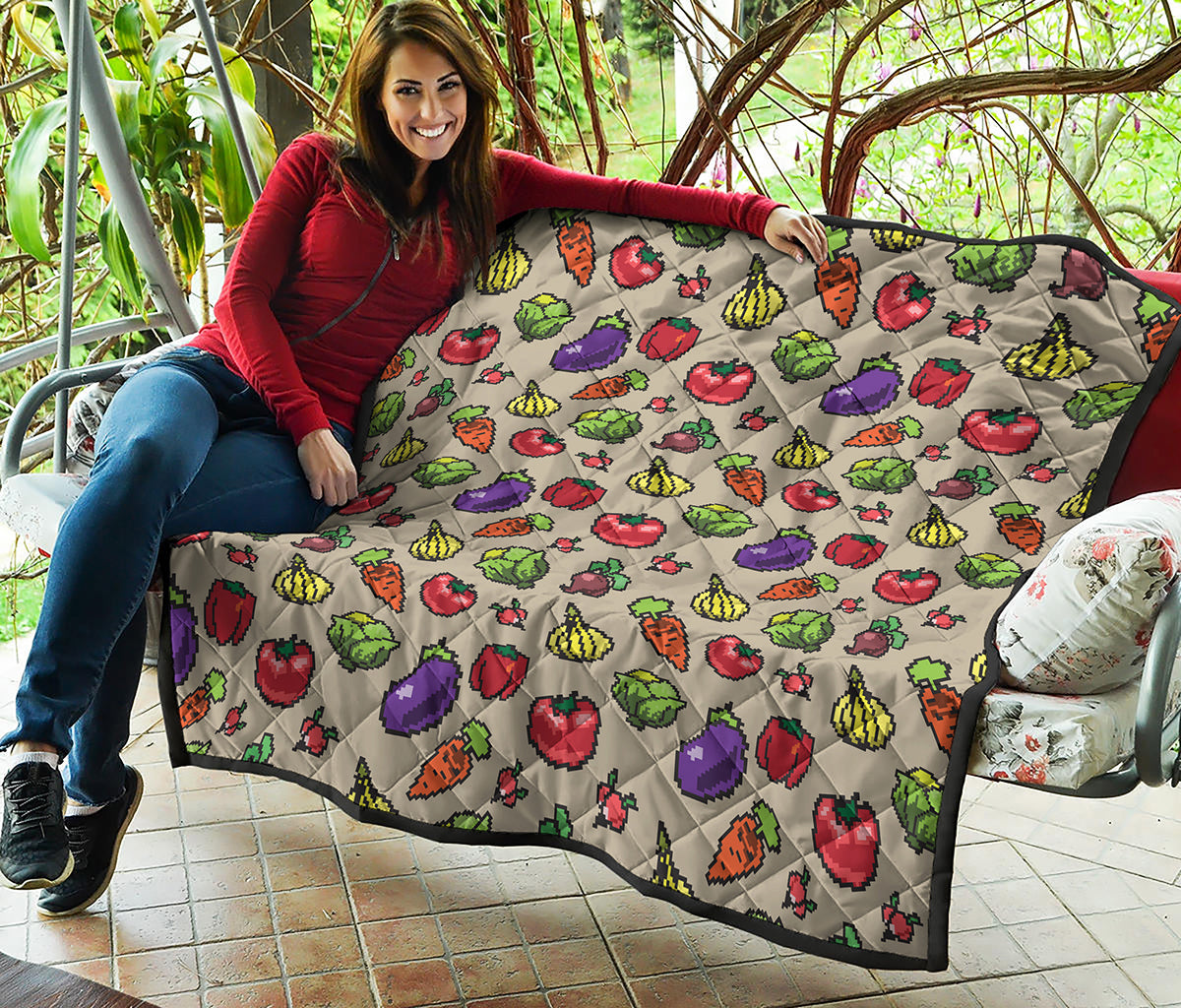 Pixel Vegetables Pattern Print Quilt