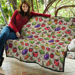 Pixel Vegetables Pattern Print Quilt