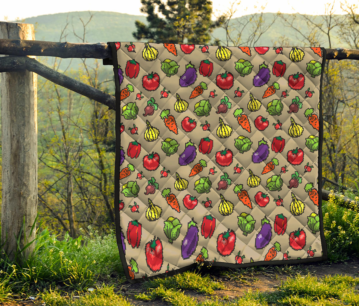Pixel Vegetables Pattern Print Quilt