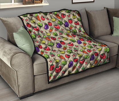 Pixel Vegetables Pattern Print Quilt