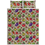 Pixel Vegetables Pattern Print Quilt Bed Set