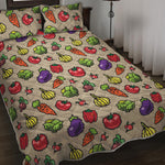 Pixel Vegetables Pattern Print Quilt Bed Set