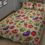 Pixel Vegetables Pattern Print Quilt Bed Set