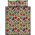Pixel Vegetables Pattern Print Quilt Bed Set