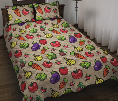 Pixel Vegetables Pattern Print Quilt Bed Set