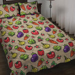Pixel Vegetables Pattern Print Quilt Bed Set