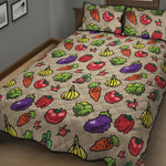 Pixel Vegetables Pattern Print Quilt Bed Set