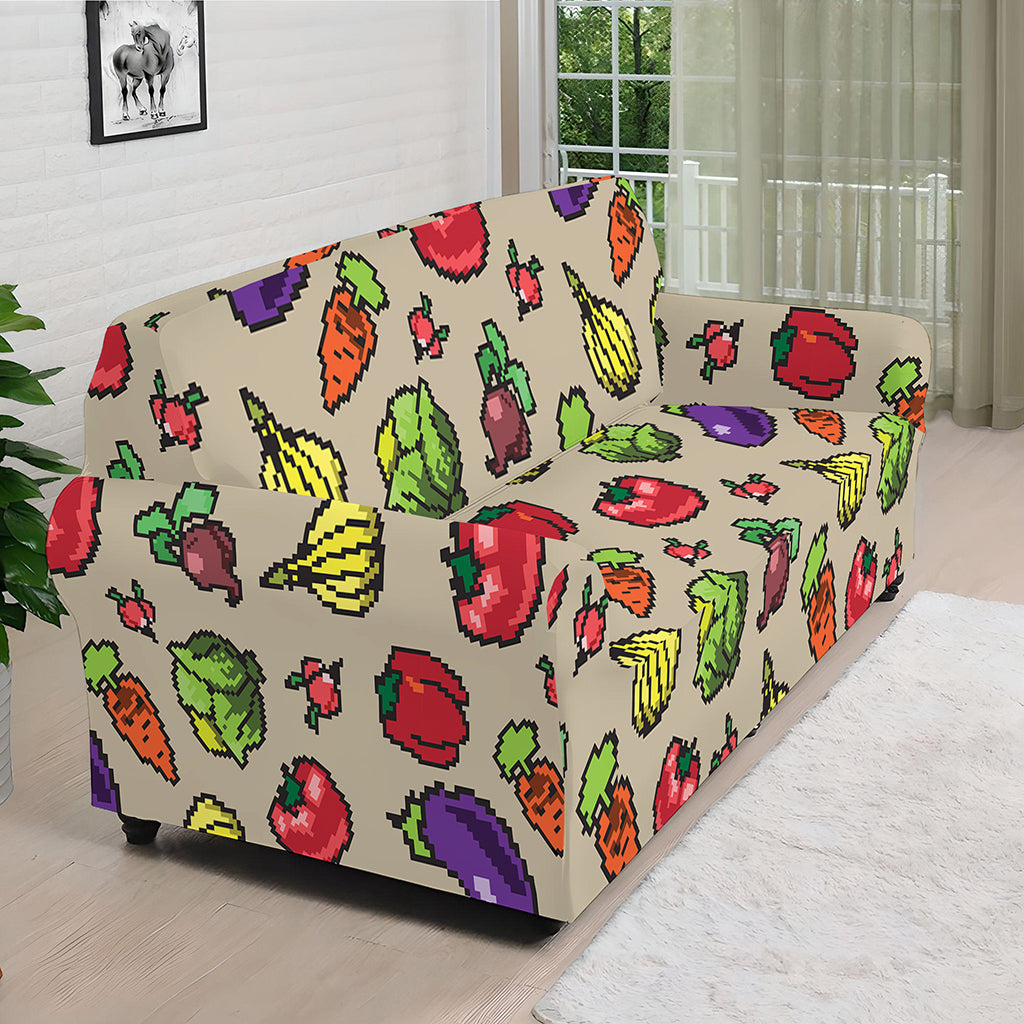 Pixel Vegetables Pattern Print Sofa Cover