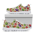 Pixel Vegetables Pattern Print White Sneakers
