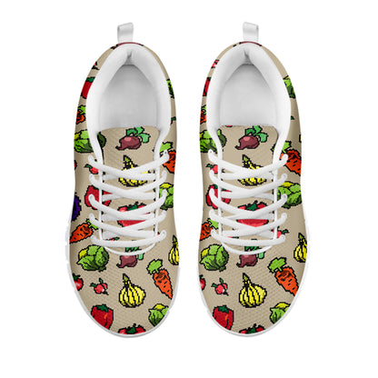 Pixel Vegetables Pattern Print White Sneakers