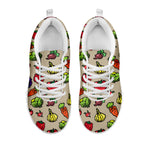 Pixel Vegetables Pattern Print White Sneakers