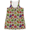 Pixel Vegetables Pattern Print Women's Racerback Tank Top