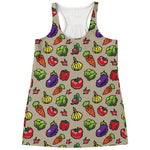 Pixel Vegetables Pattern Print Women's Racerback Tank Top