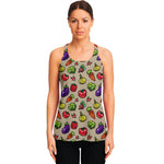 Pixel Vegetables Pattern Print Women's Racerback Tank Top