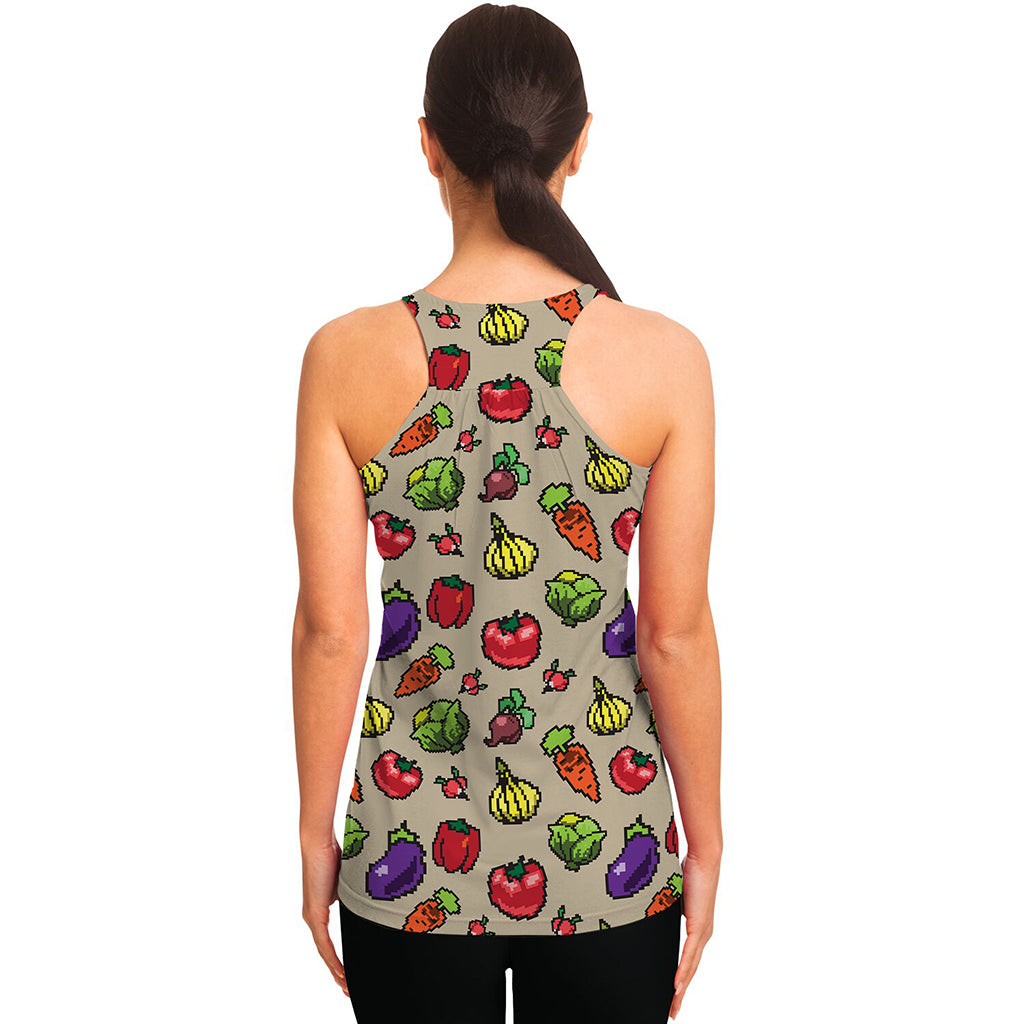 Pixel Vegetables Pattern Print Women's Racerback Tank Top