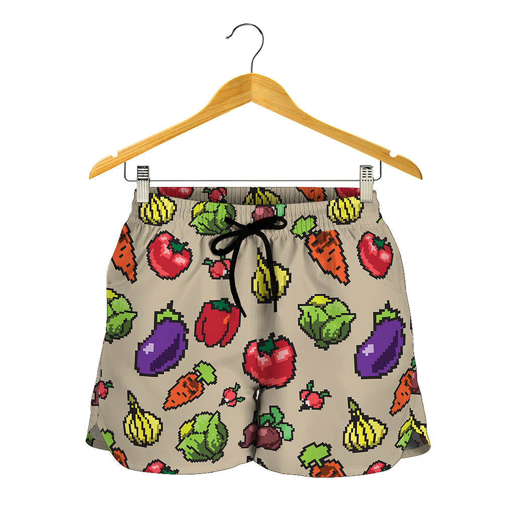 Pixel Vegetables Pattern Print Women's Shorts