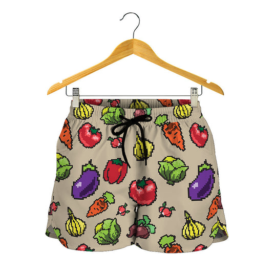 Pixel Vegetables Pattern Print Women's Shorts