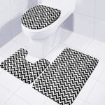 Pixel Zigzag Pattern Print 3 Piece Bath Mat Set