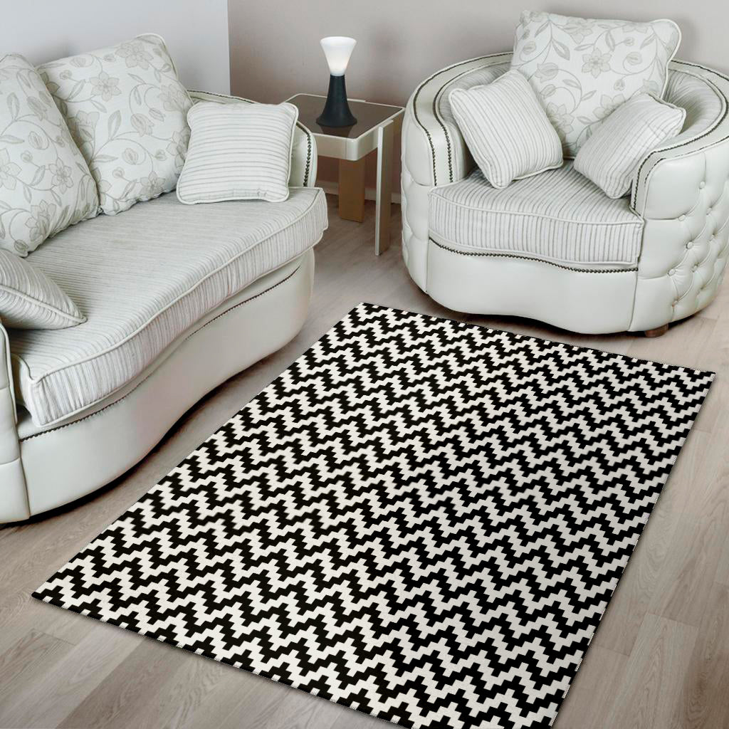 Pixel Zigzag Pattern Print Area Rug
