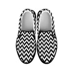 Pixel Zigzag Pattern Print Black Slip On Shoes