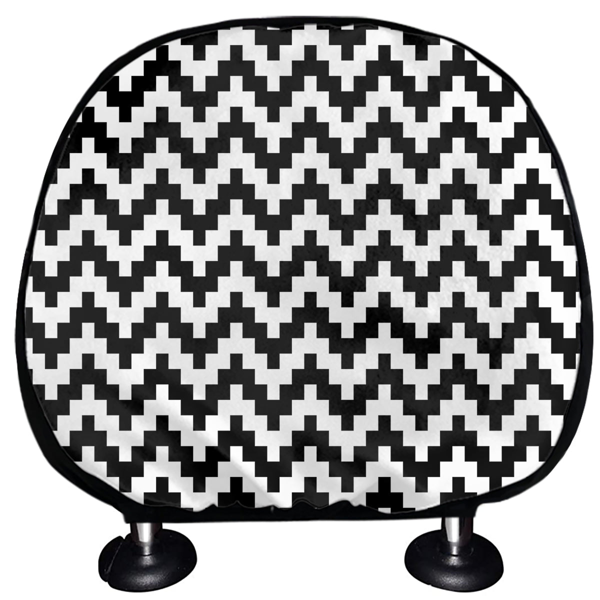Pixel Zigzag Pattern Print Car Headrest Covers