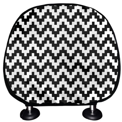 Pixel Zigzag Pattern Print Car Headrest Covers