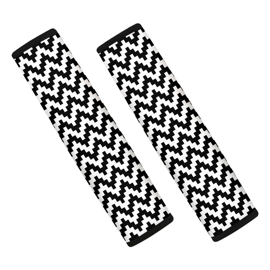 Pixel Zigzag Pattern Print Car Seat Belt Covers