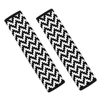 Pixel Zigzag Pattern Print Car Seat Belt Covers