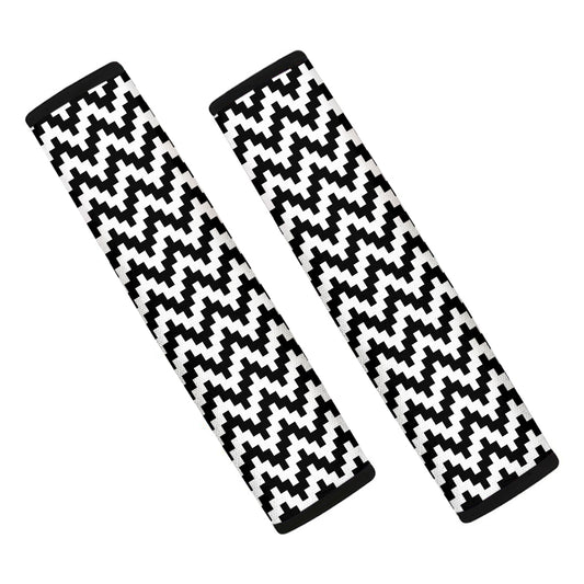Pixel Zigzag Pattern Print Car Seat Belt Covers