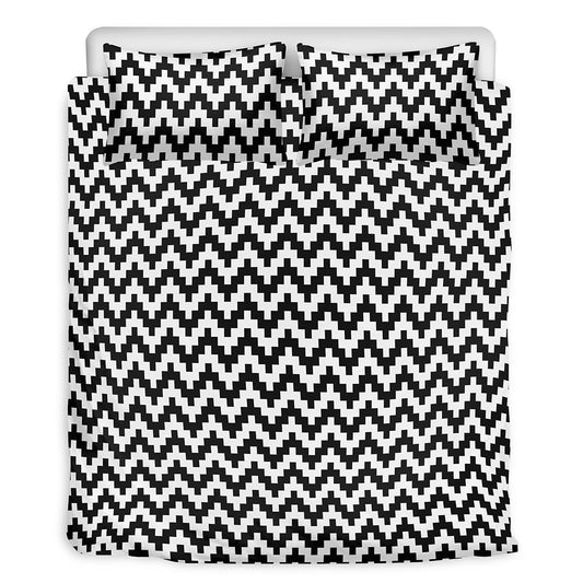 Pixel Zigzag Pattern Print Duvet Cover Bedding Set