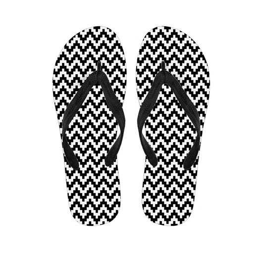 Pixel Zigzag Pattern Print Flip Flops