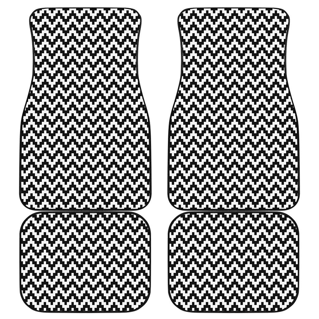 Pixel Zigzag Pattern Print Front and Back Car Floor Mats