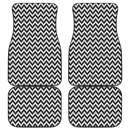Pixel Zigzag Pattern Print Front and Back Car Floor Mats