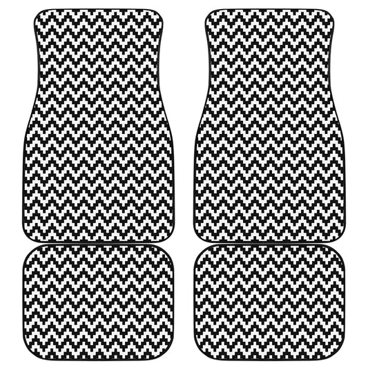 Pixel Zigzag Pattern Print Front and Back Car Floor Mats