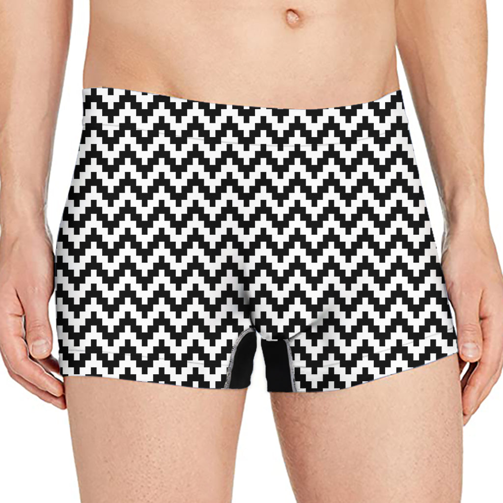 Pixel Zigzag Pattern Print Men's Boxer Briefs