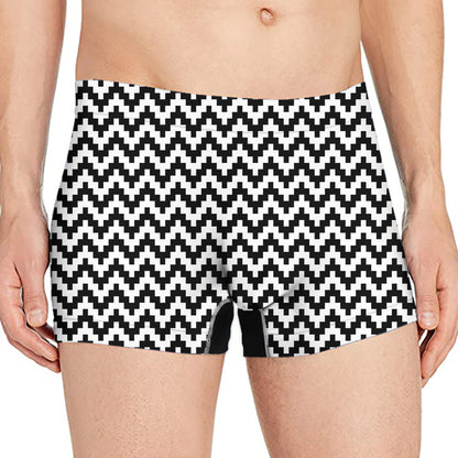Pixel Zigzag Pattern Print Men's Boxer Briefs