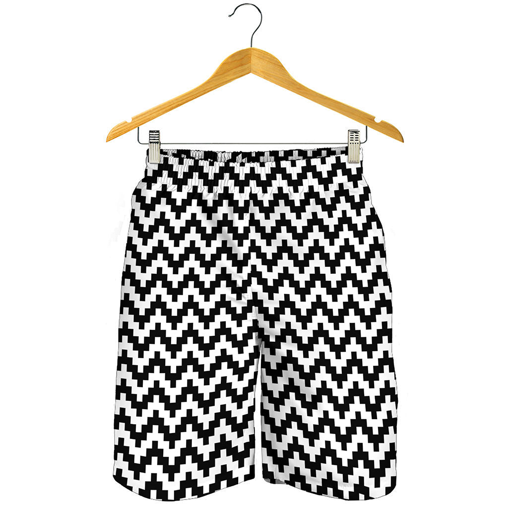 Pixel Zigzag Pattern Print Men's Shorts